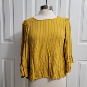 Anthropologie Drew Ruffle Bell Sleeve Blouse Mustard Yellow Women’s Small